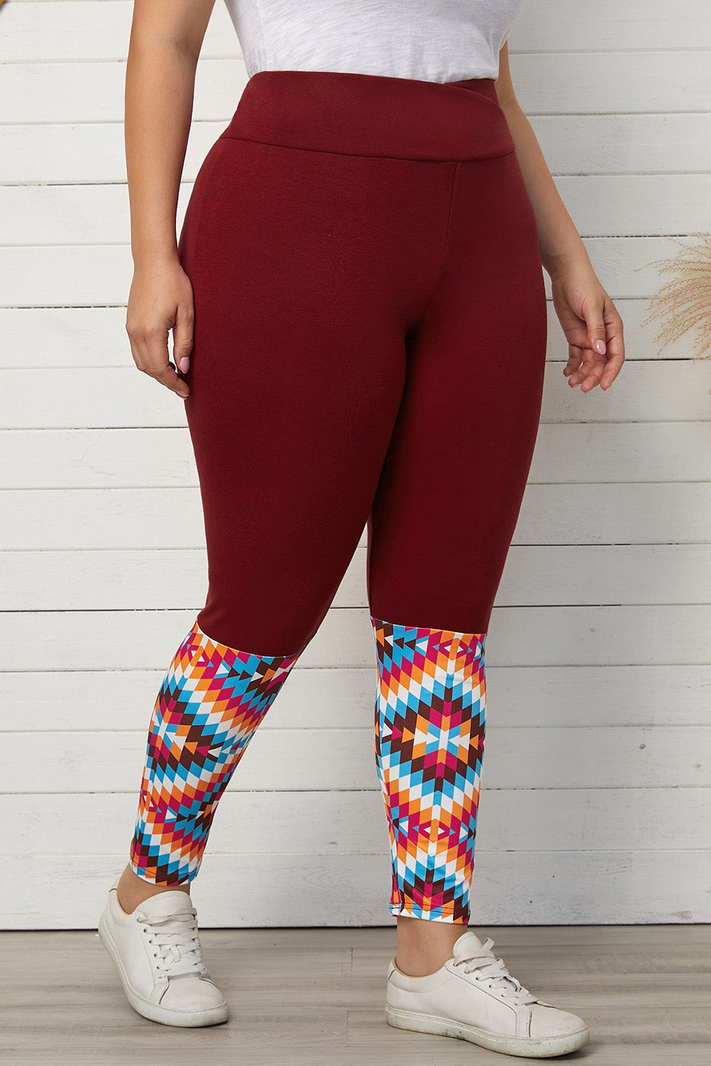 Plus Size Geometric Print High Waist Leggings - Women’s Clothing & Accessories - Pants - 4 - 2024