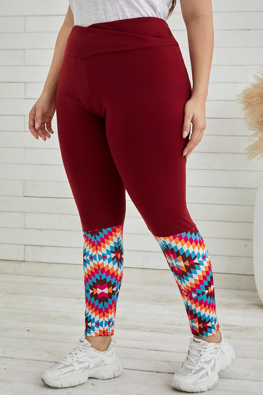Plus Size Geometric Print High Waist Leggings - Women’s Clothing & Accessories - Pants - 5 - 2024
