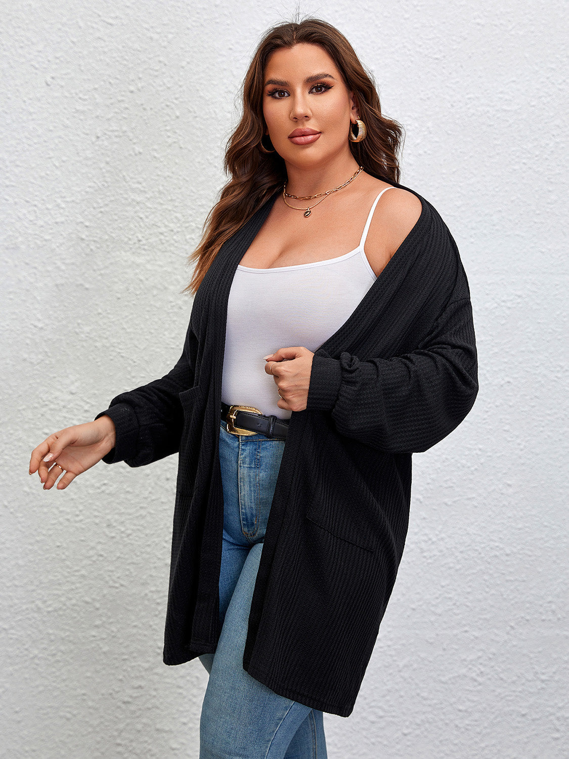 Plus Size Open Front Long Sleeve Cardigan - Women’s Clothing & Accessories - Shirts & Tops - 3 - 2024