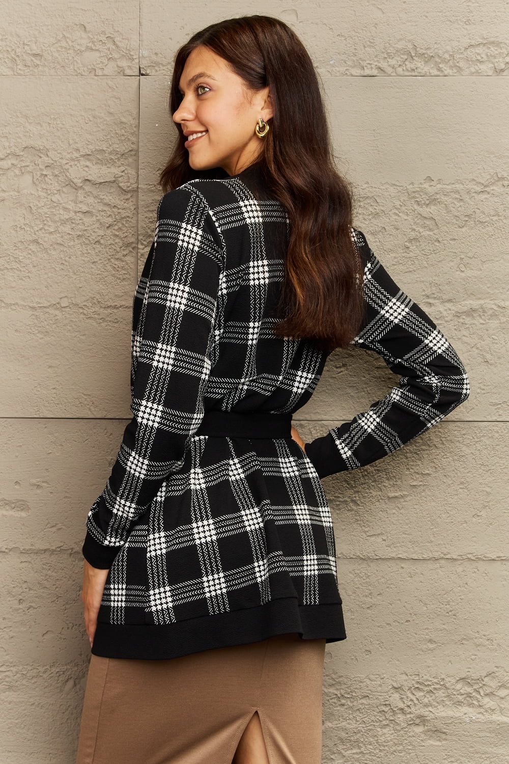 Plus Size Plaid Tie Waist Pocketed Cardigan - Women’s Clothing & Accessories - Shirts & Tops - 2 - 2024