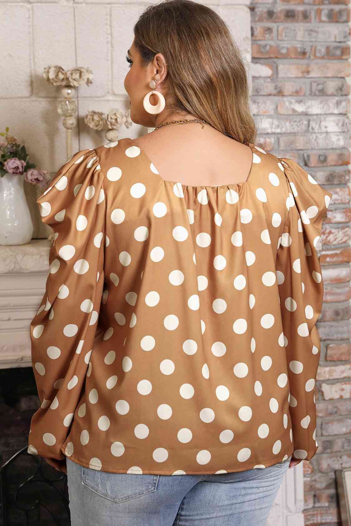 Plus Size Polka Dot Long Sleeve Blouse - Women’s Clothing & Accessories - Shirts & Tops - 2 - 2024