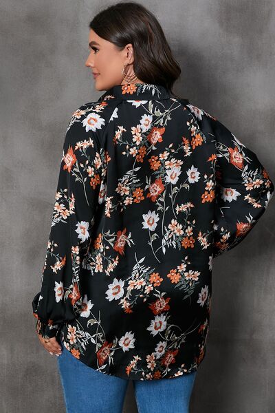Plus Size Printed Johnny Collar Long Sleeve Blouse - Women’s Clothing & Accessories - Shirts & Tops - 10 - 2024