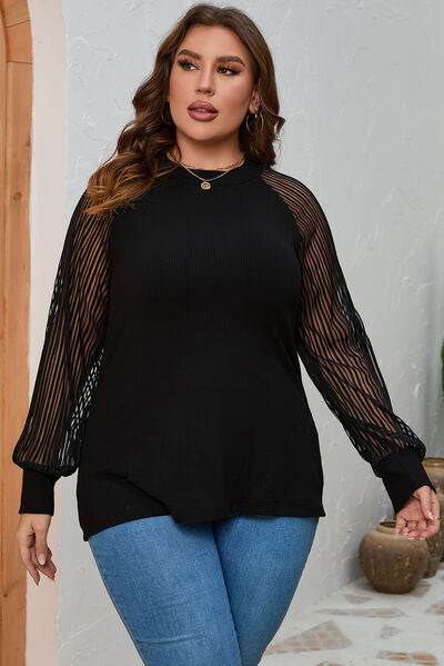 Plus Size Round Neck Long Sleeve Blouse - Black / 1XL - Women’s Clothing & Accessories - Shirts & Tops - 1 - 2024