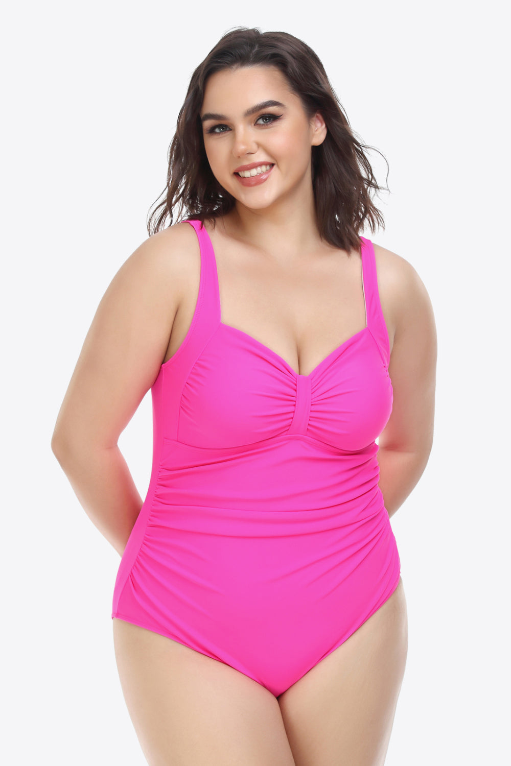 Plus Size Sleeveless Plunge One-Piece Swimsuit - Pink / XL - Women’s Clothing & Accessories - Swimwear - 1 - 2024