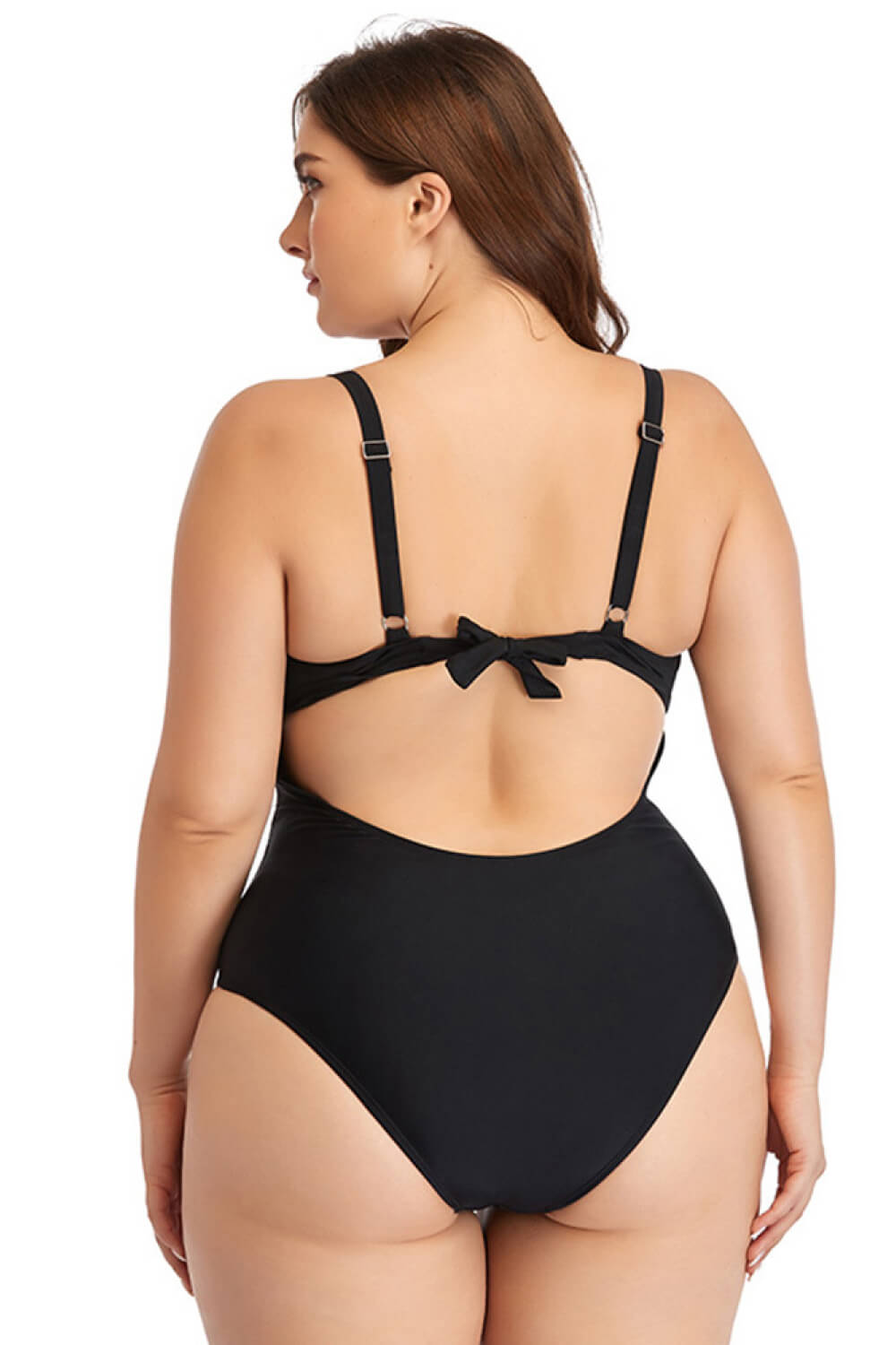 Plus Size Spliced Mesh Tie-Back One-Piece Swimsuit - Women’s Clothing & Accessories - Swimwear - 9 - 2024