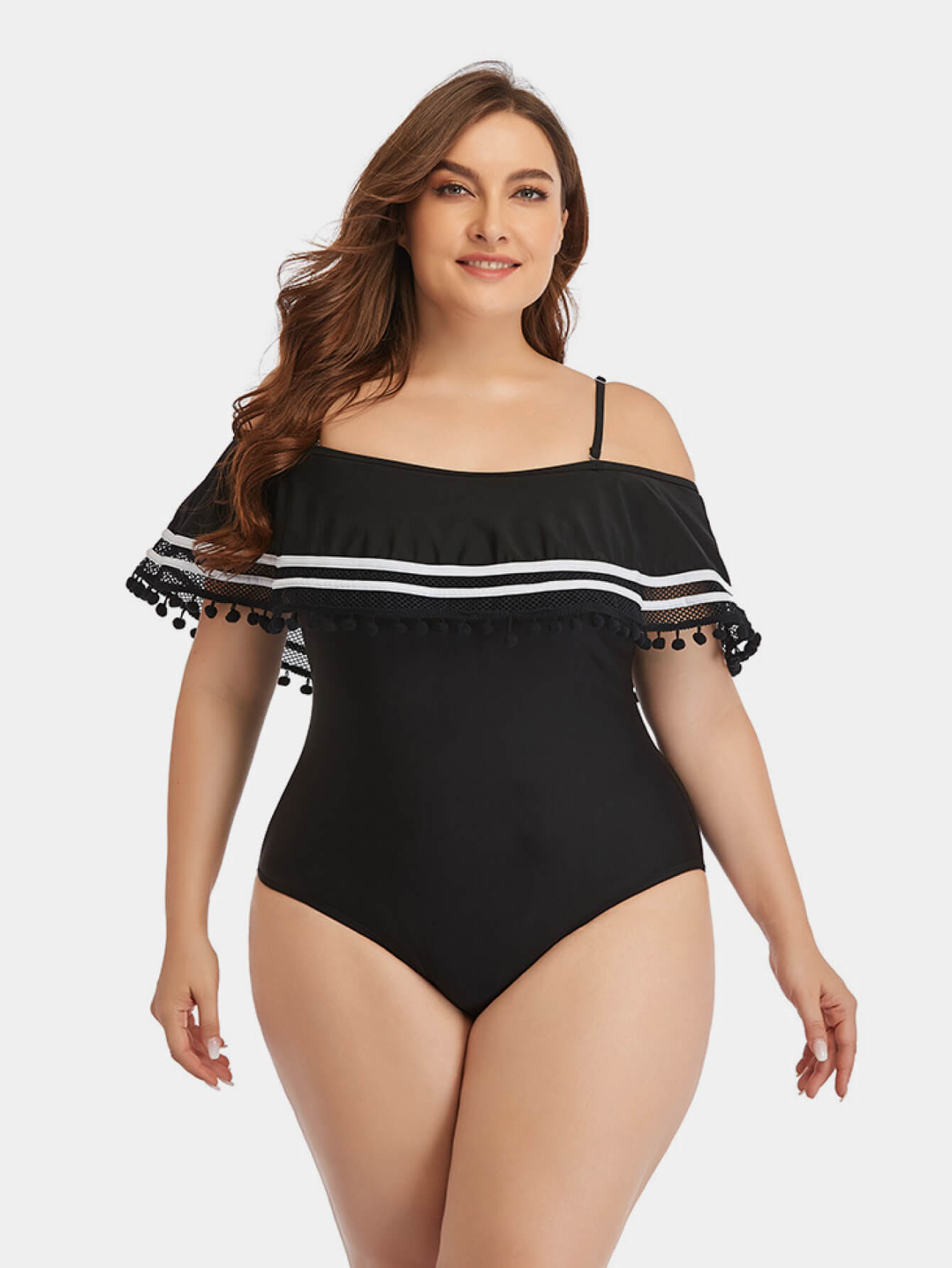 Plus Size Striped Cold-Shoulder One-Piece Swimsuit - Women’s Clothing & Accessories - Swimwear - 2 - 2024