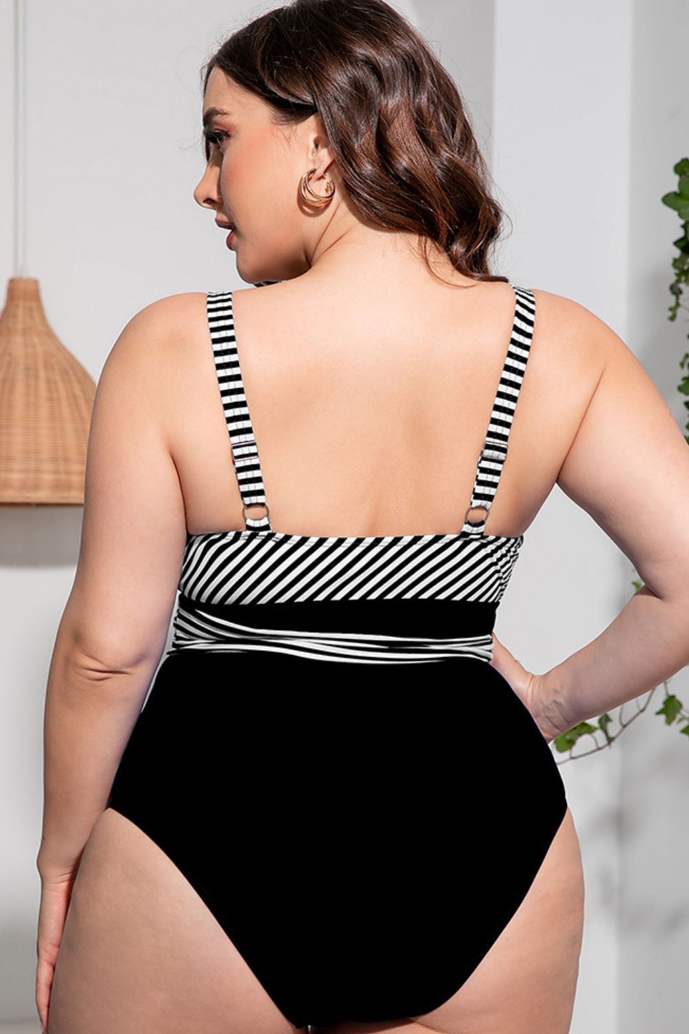 Plus Size Striped Tie-Waist One-Piece Swimsuit - Women’s Clothing & Accessories - Swimwear - 8 - 2024