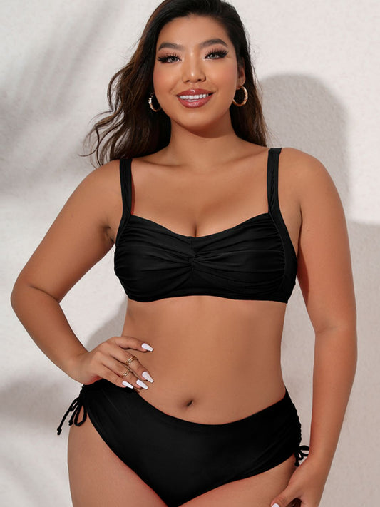 Plus Size Twist Front Tied Bikini Set - Black / L - Women’s Clothing & Accessories - Swimwear - 1 - 2024