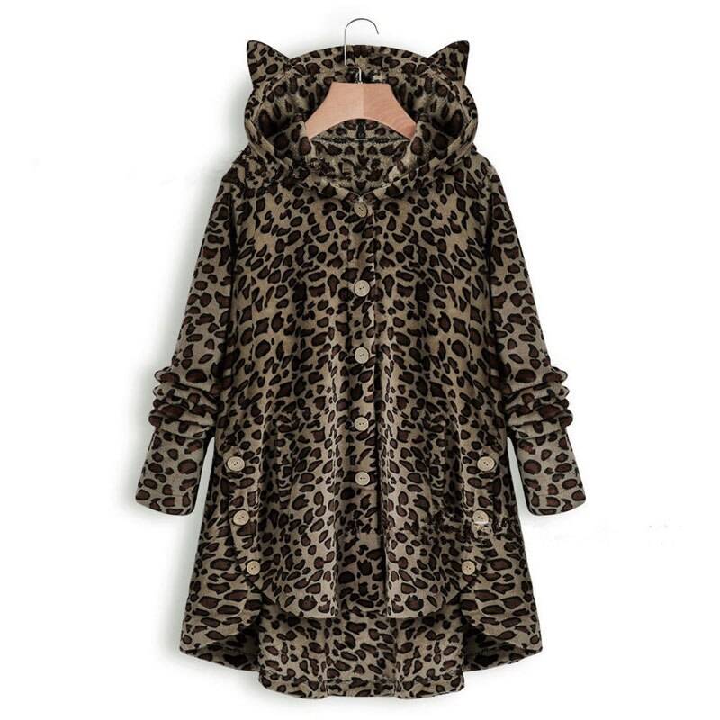 Plush Kawaii Kitten Coat - Leopard / XL - Women’s Clothing & Accessories - Shirts & Tops - 30 - 2024