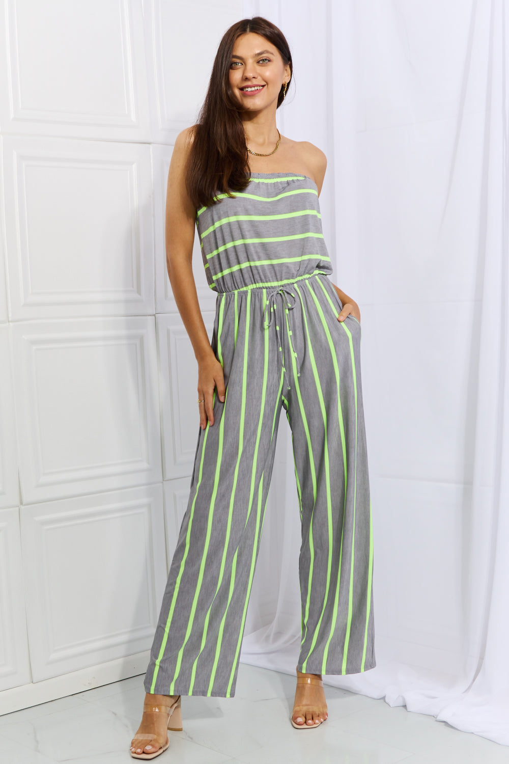 Pop Of Color Full Size Sleeveless Striped Jumpsuit - Green / S - Women’s Clothing & Accessories - Jumpsuits & Rompers