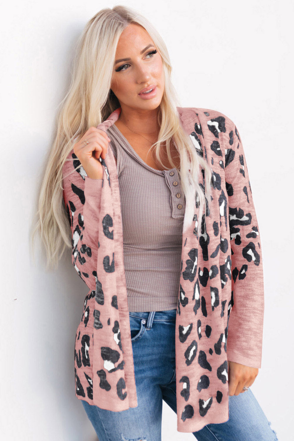Printed Long Sleeve Cardigan - Pink / L - Women’s Clothing & Accessories - Shirts & Tops - 10 - 2024