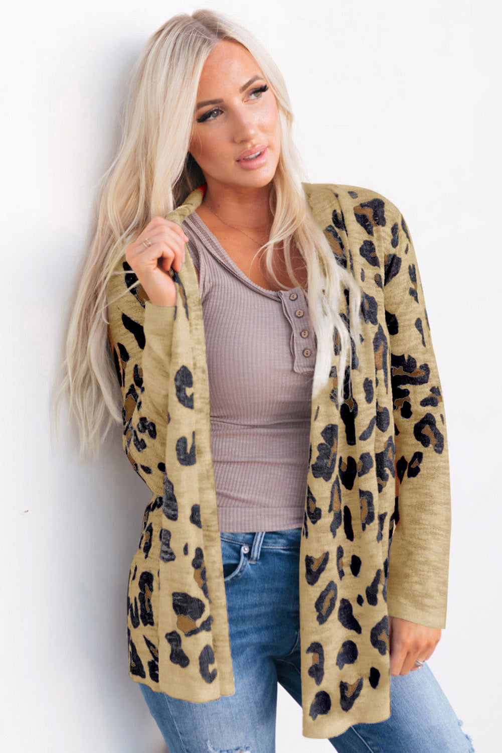 Printed Long Sleeve Cardigan - Yellow / S - Women’s Clothing & Accessories - Shirts & Tops - 5 - 2024