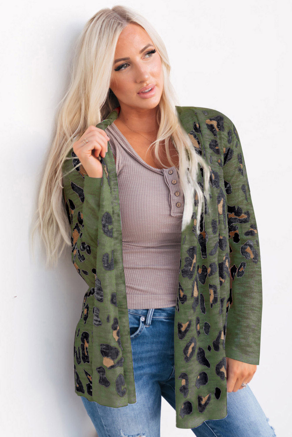 Printed Long Sleeve Cardigan - Green / S - Women’s Clothing & Accessories - Shirts & Tops - 8 - 2024