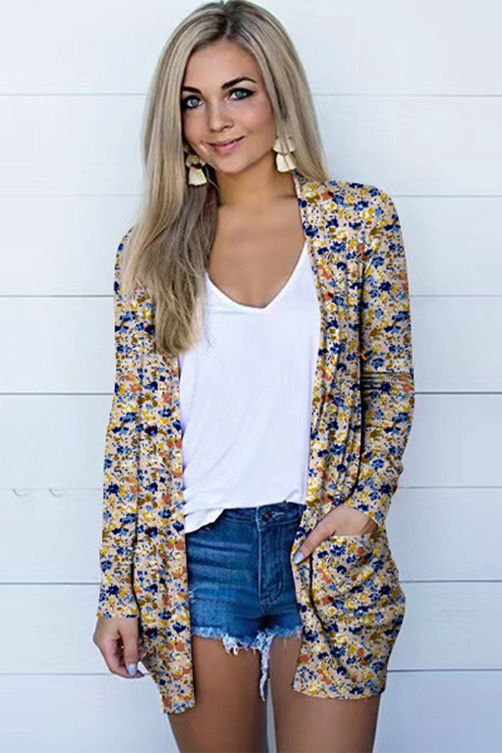 Printed Long Sleeve Cardigan - Floral / S - Women’s Clothing & Accessories - Shirts & Tops - 4 - 2024