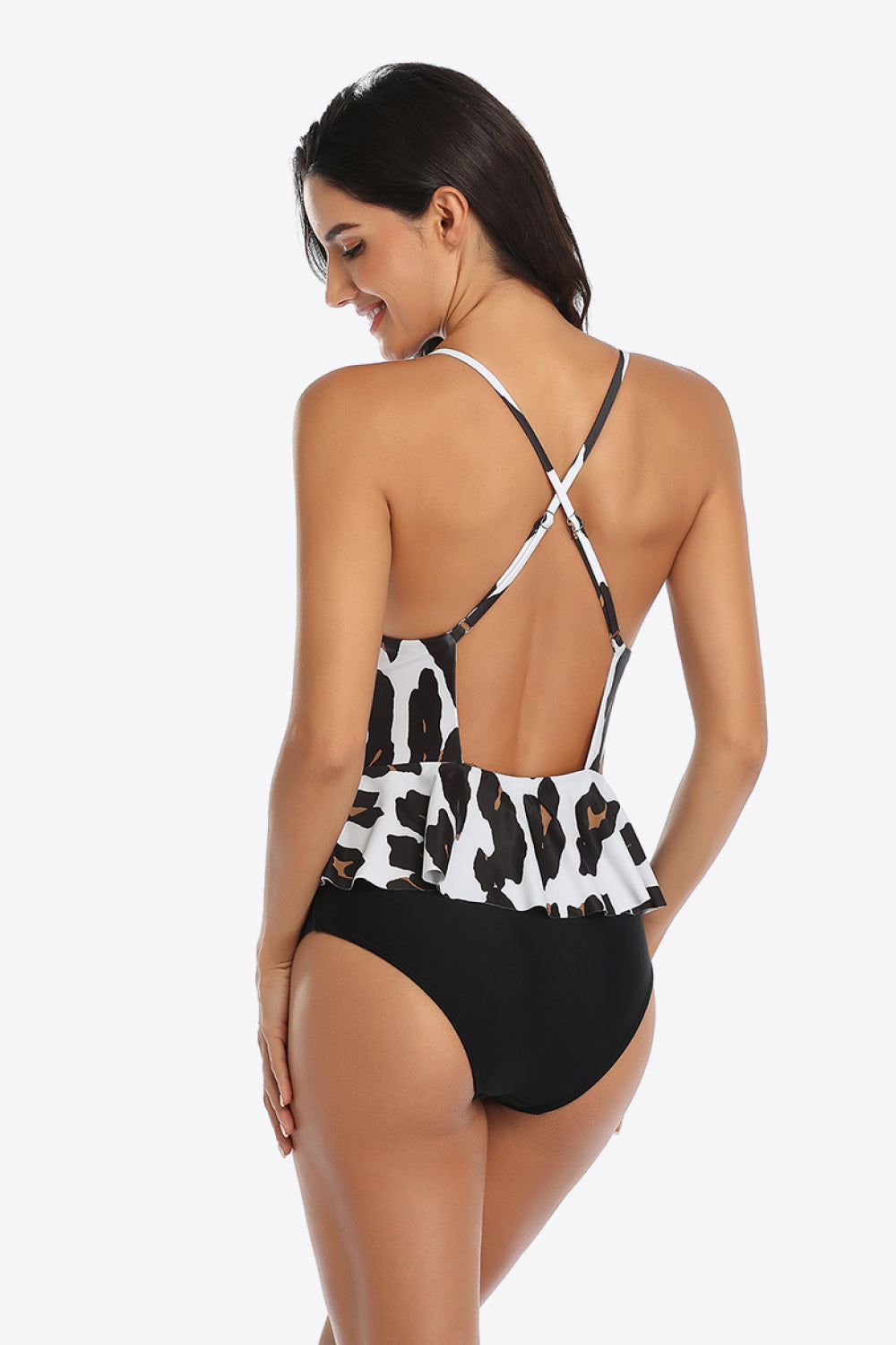 Printed Ruffled Halter Neck One-Piece Swimsuit - Women’s Clothing & Accessories - Swimwear - 5 - 2024