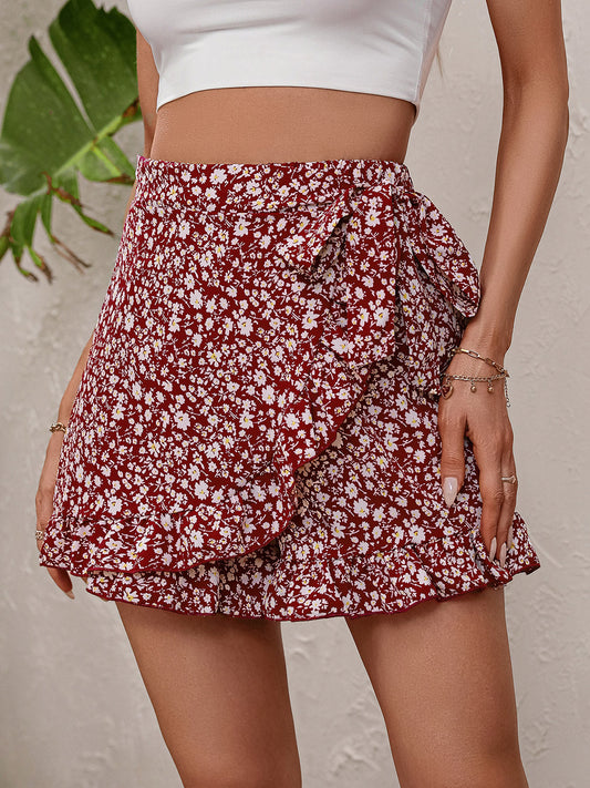 Printed Tie Waist Shorts - Red / S - Women’s Clothing & Accessories - Shorts - 1 - 2024