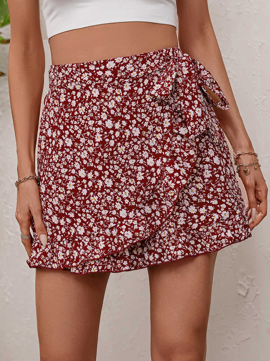Printed Tie Waist Shorts - Women’s Clothing & Accessories - Shorts - 3 - 2024