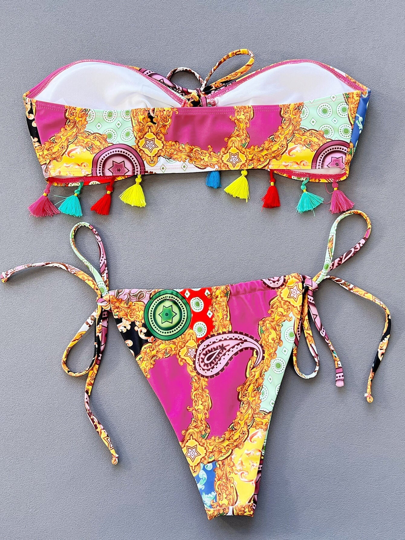Printed Tied Strapless Bikini Set - Women’s Clothing & Accessories - Swimwear - 5 - 2024