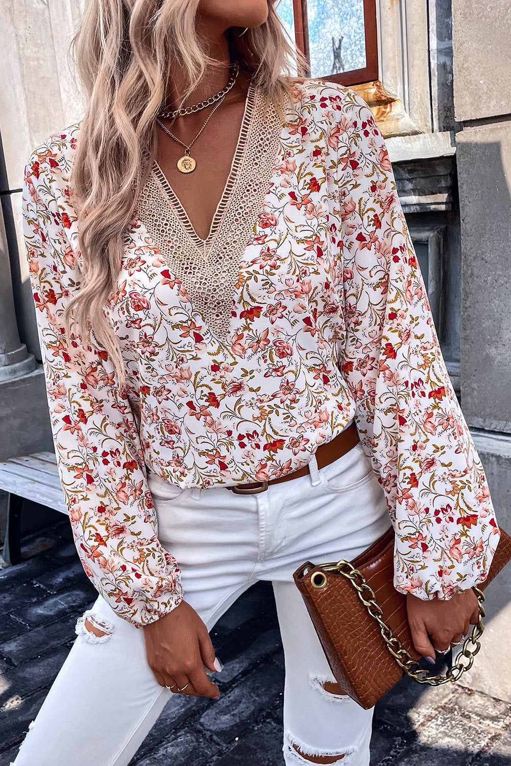 Printed V-Neck Long Sleeve Blouse - Floral / S - Women’s Clothing & Accessories - Shirts & Tops - 1 - 2024