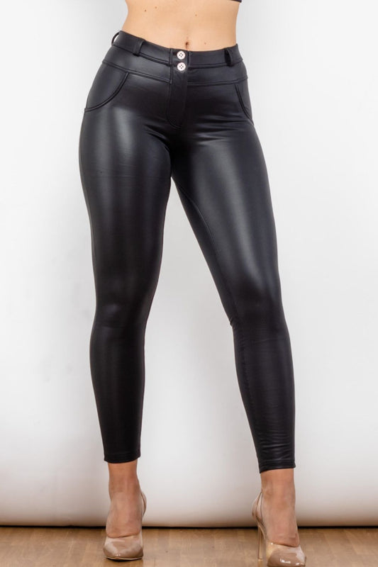 PU Leather Buttoned Leggings - Black / XS - Women’s Clothing & Accessories - Pants - 1 - 2024