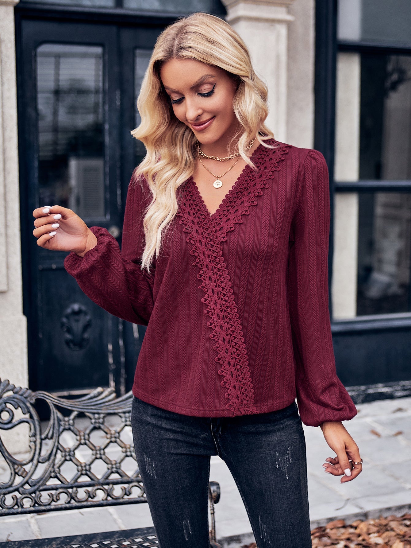 Puff Sleeve Surplice Neck Blouse - Women’s Clothing & Accessories - Shirts & Tops - 3 - 2024