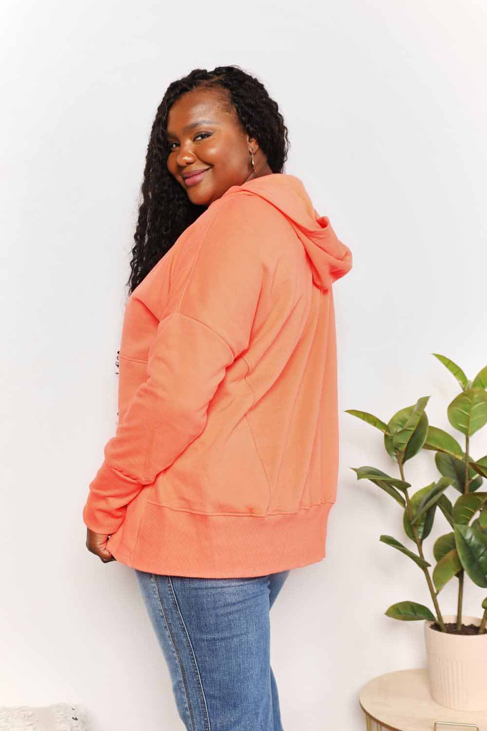 Quarter-Snap Dropped Shoulder Hoodie - Women’s Clothing & Accessories - Shirts & Tops - 10 - 2024