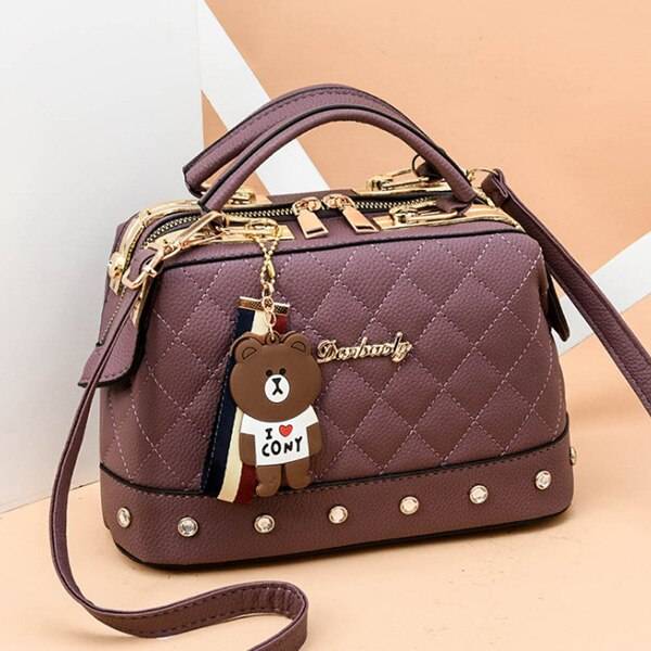 Women’s Quilted Handbag with Kawaii Design - Cute & Stylish - Purple - Women’s Clothing & Accessories - Handbags
