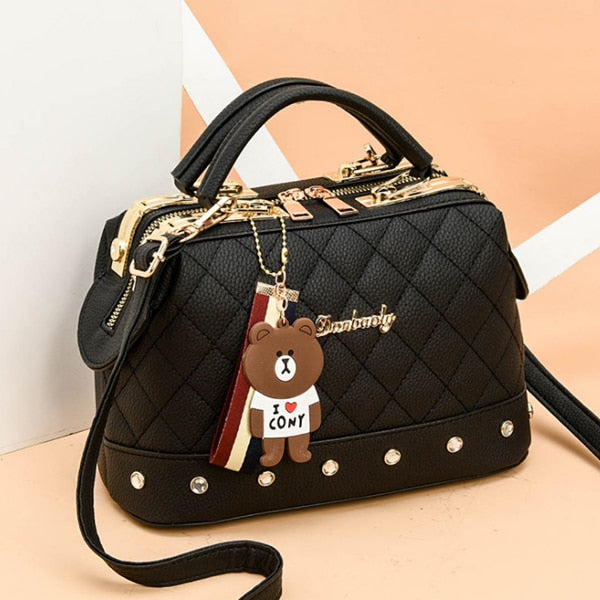 Women’s Quilted Handbag with Kawaii Design - Cute & Stylish - Black - Women’s Clothing & Accessories - Handbags