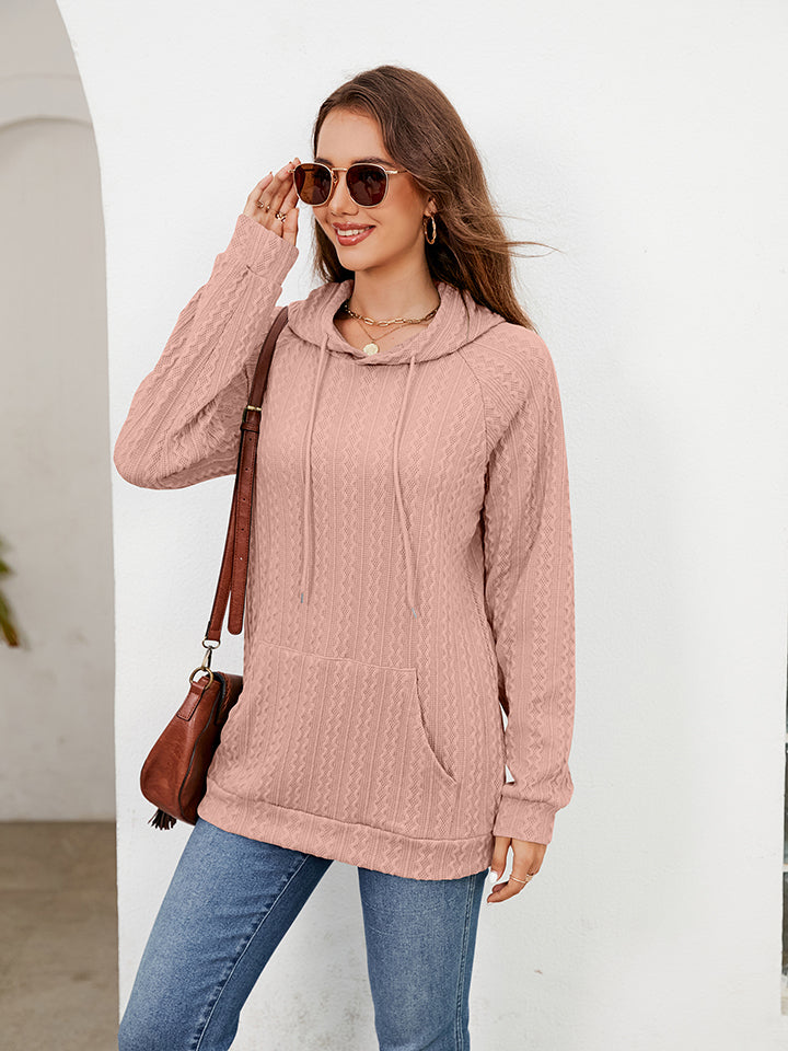 Raglan Sleeve Front Pocket Hoodie - Pink / S - Women’s Clothing & Accessories - Shirts & Tops - 21 - 2024