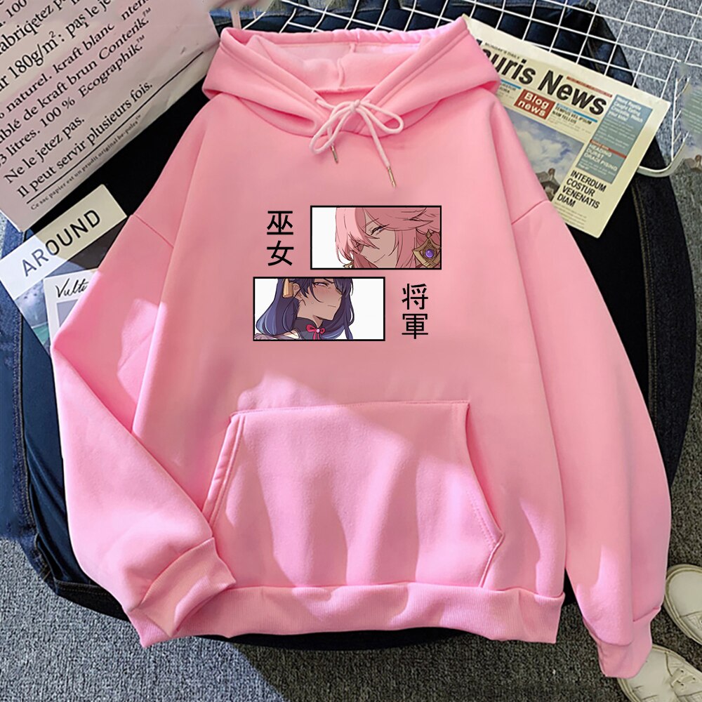 Raiden Shogun X Yae Genshin Impact Hoodies - Pink / S - Women’s Clothing & Accessories - Shirts & Tops - 12 - 2024