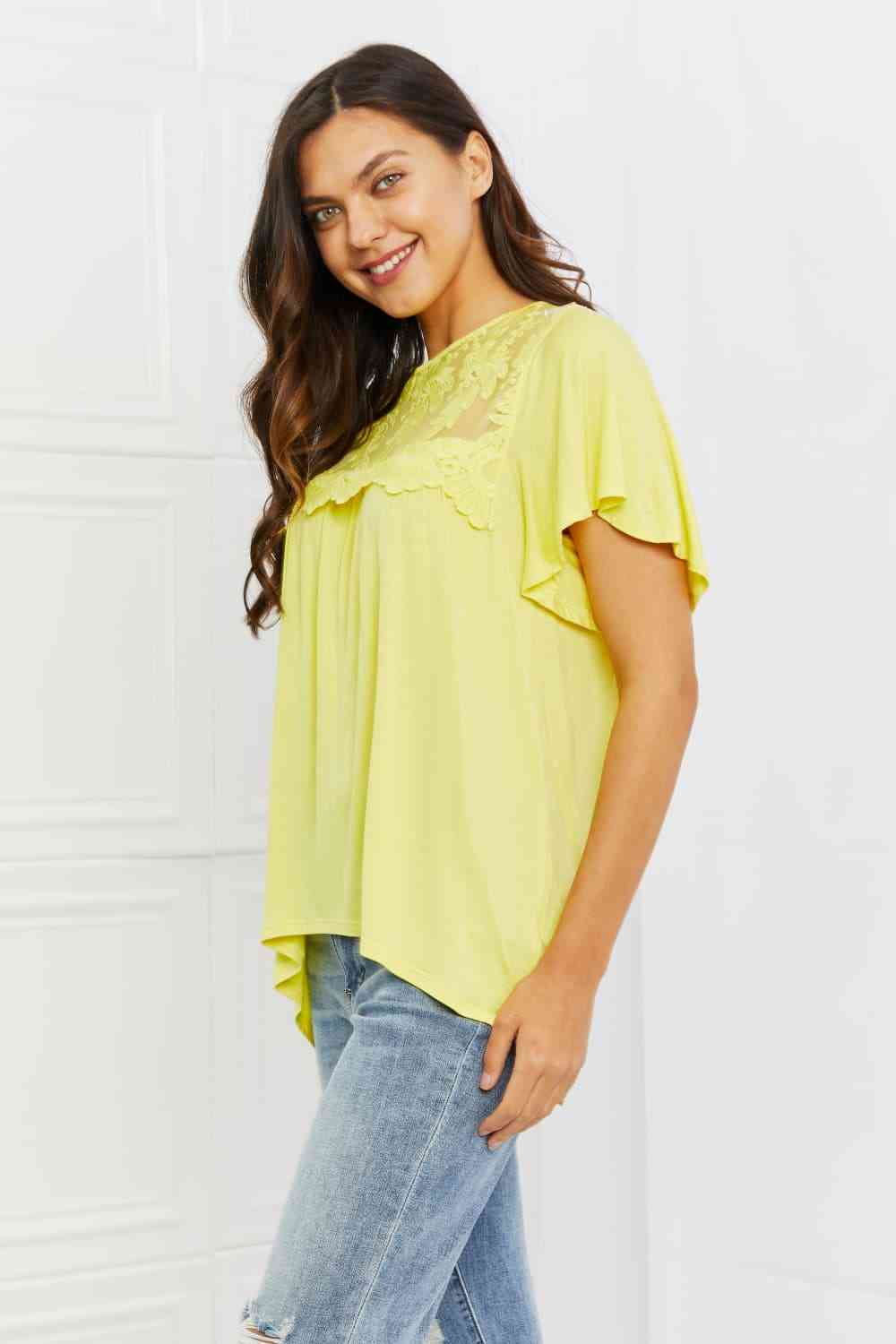 Ready To Go Full Size Lace Embroidered Top in Yellow Mousse - Women’s Clothing & Accessories - Shirts & Tops - 3 - 2024