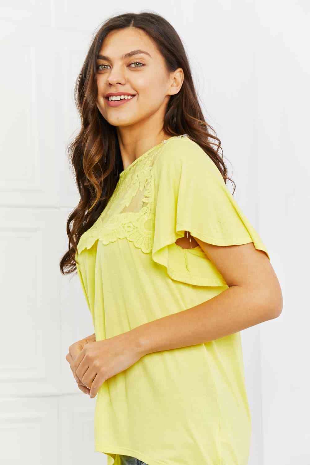Ready To Go Full Size Lace Embroidered Top in Yellow Mousse - Women’s Clothing & Accessories - Shirts & Tops - 4 - 2024