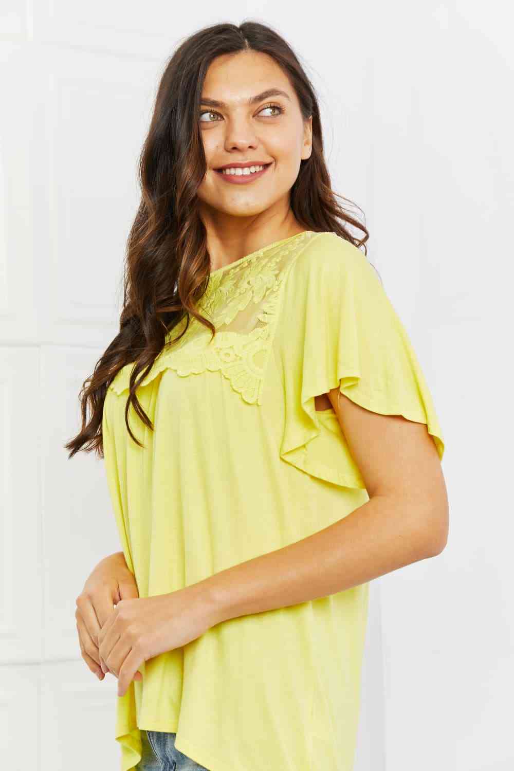 Ready To Go Full Size Lace Embroidered Top in Yellow Mousse - Women’s Clothing & Accessories - Shirts & Tops - 5 - 2024
