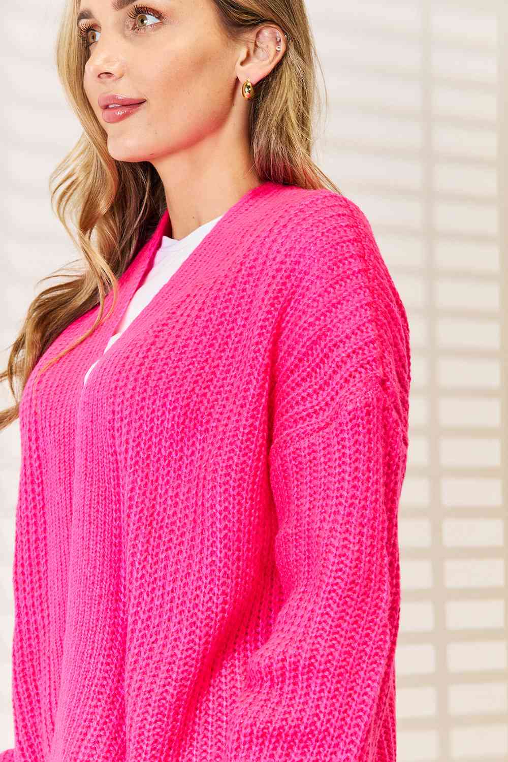 Rib-Knit Open Front Drop Shoulder Cardigan - Women’s Clothing & Accessories - Shirts & Tops - 6 - 2024