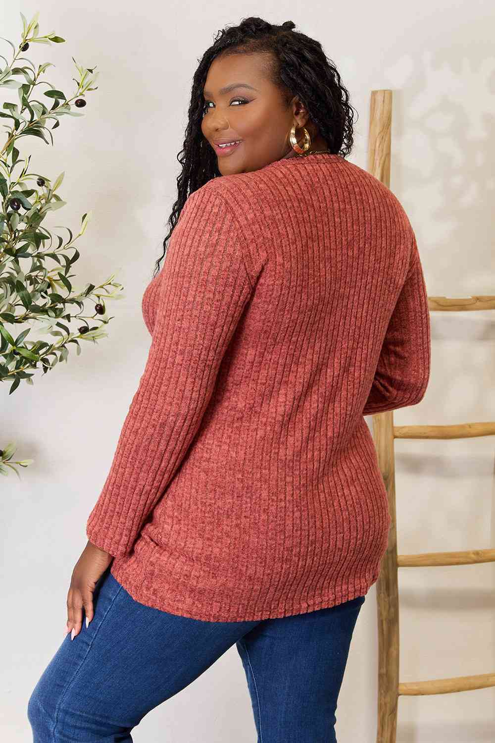 Ribbed Button-Up Cardigan with Pockets - Women’s Clothing & Accessories - Shirts & Tops - 7 - 2024