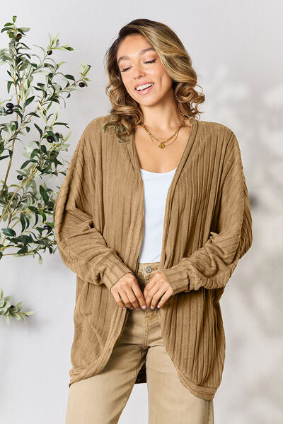 Ribbed Cocoon Cardigan - Tan / S - Women’s Clothing & Accessories - Shirts & Tops - 8 - 2024