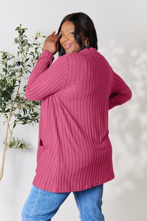 Ribbed Open Front Cardigan with Pockets - Women’s Clothing & Accessories - Shirts & Tops - 23 - 2024