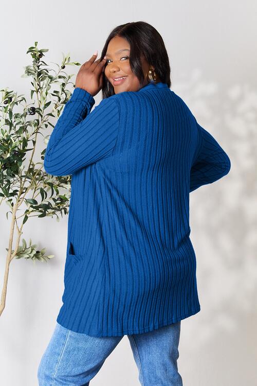 Ribbed Open Front Cardigan with Pockets - Women’s Clothing & Accessories - Shirts & Tops - 2 - 2024