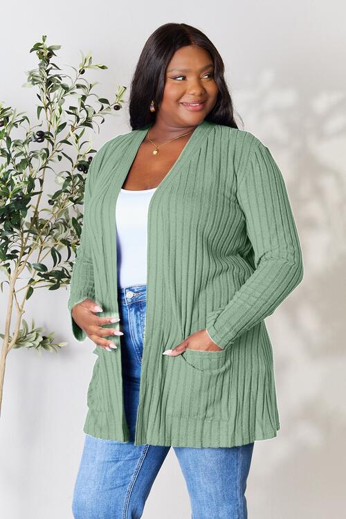 Ribbed Open Front Cardigan with Pockets - Women’s Clothing & Accessories - Shirts & Tops - 15 - 2024