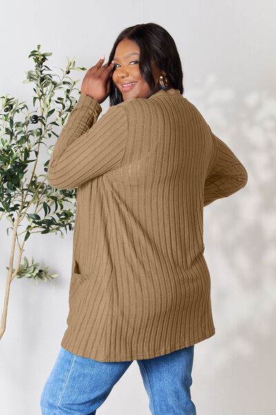 Ribbed Open Front Cardigan with Pockets - Women’s Clothing & Accessories - Shirts & Tops - 30 - 2024