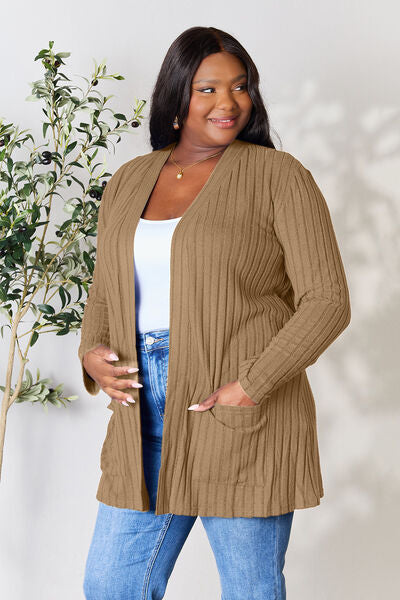 Ribbed Open Front Cardigan with Pockets - Women’s Clothing & Accessories - Shirts & Tops - 29 - 2024