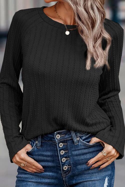 Ribbed Round Neck Knit Long Sleeve Top - Women’s Clothing & Accessories - Shirts & Tops - 9 - 2024