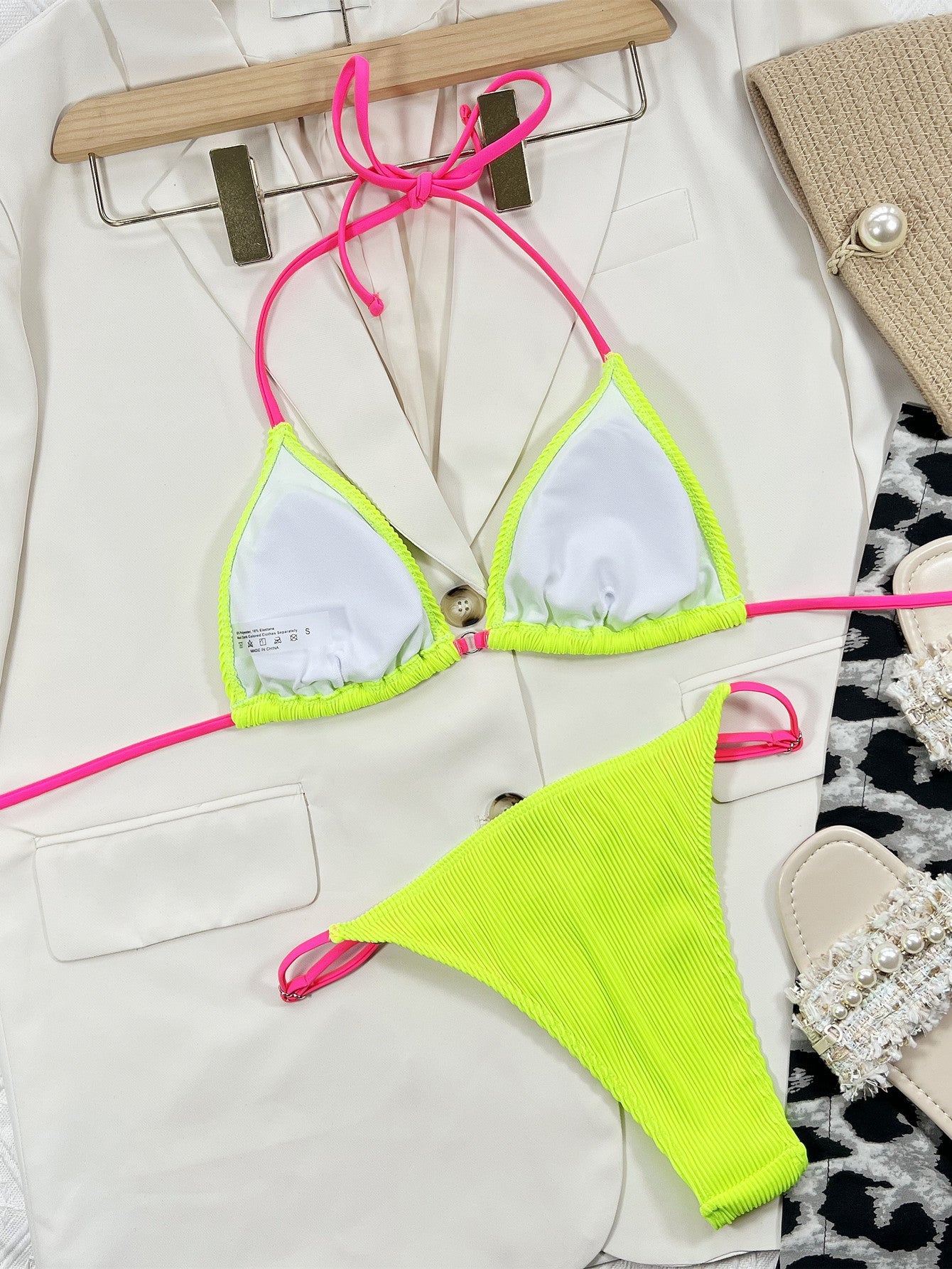 Ribbed Tie Back Bikini Set - Women’s Clothing & Accessories - Swimwear - 5 - 2024