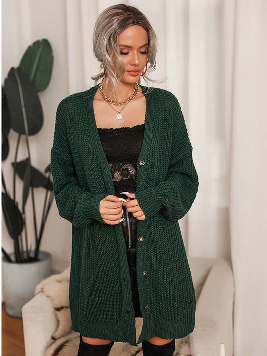 Ribbed V-Neck Cardigan - Green / S - Women’s Clothing & Accessories - Shirts & Tops - 1 - 2024