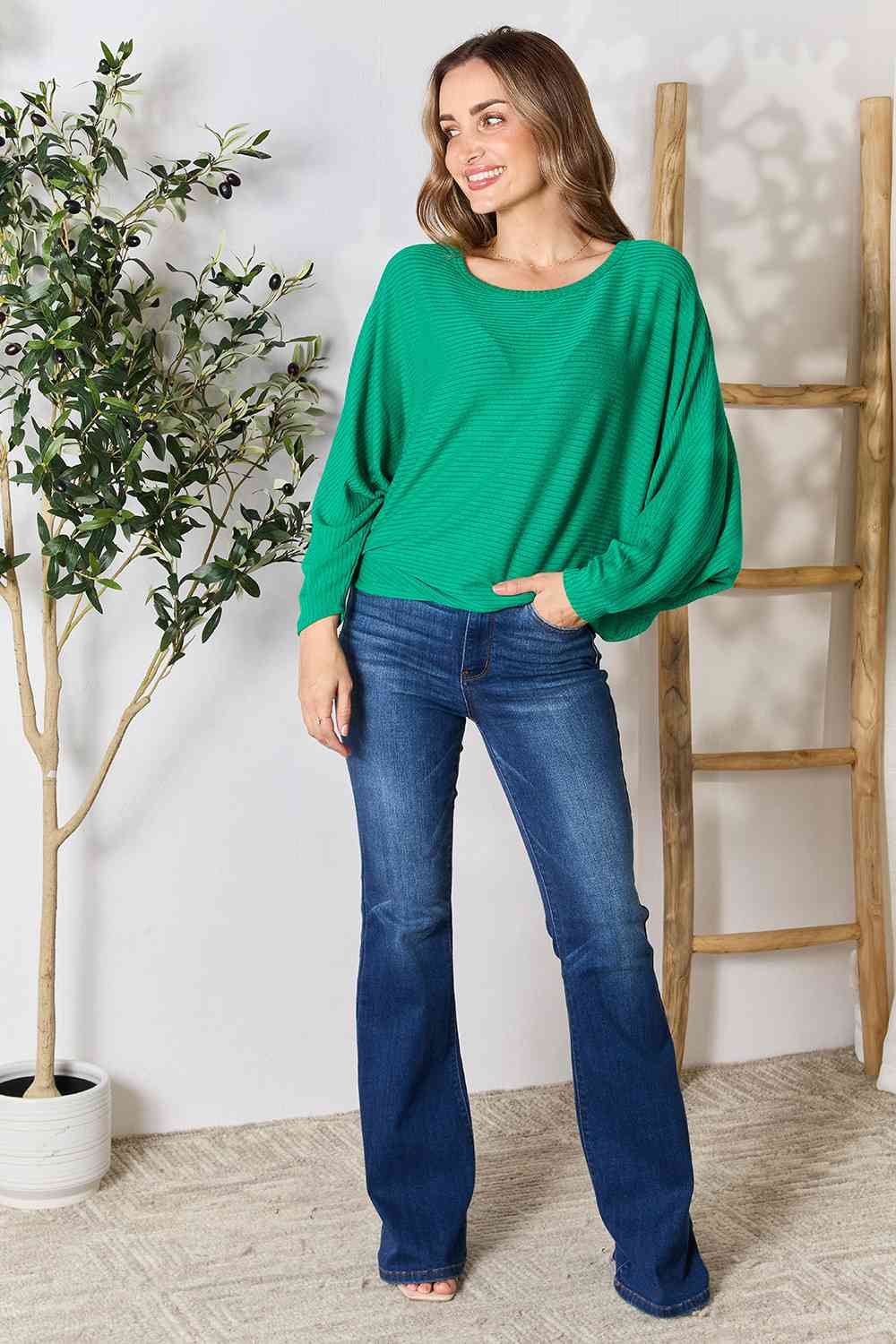 Round Neck Batwing Sleeve Blouse - Women’s Clothing & Accessories - Shirts & Tops - 4 - 2024