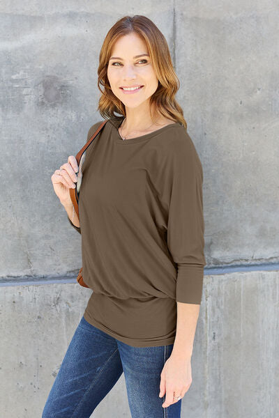 Round Neck Batwing Sleeve Blouse - Women’s Clothing & Accessories - Shirts & Tops - 2 - 2024