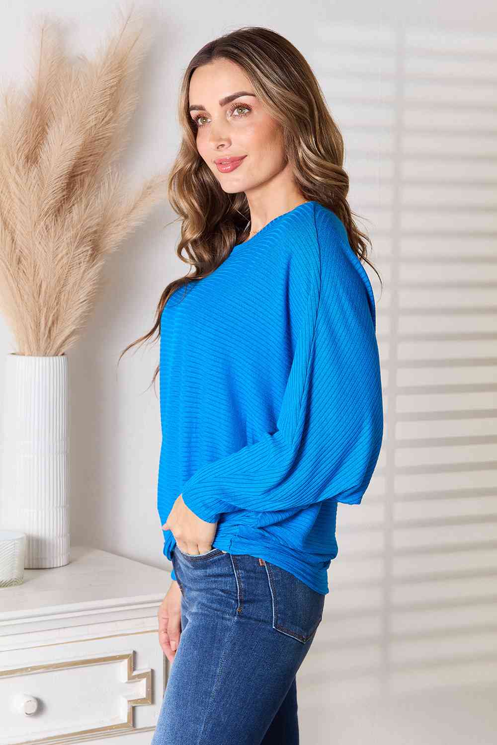 Round Neck Batwing Sleeve Blouse - Women’s Clothing & Accessories - Shirts & Tops - 2 - 2024