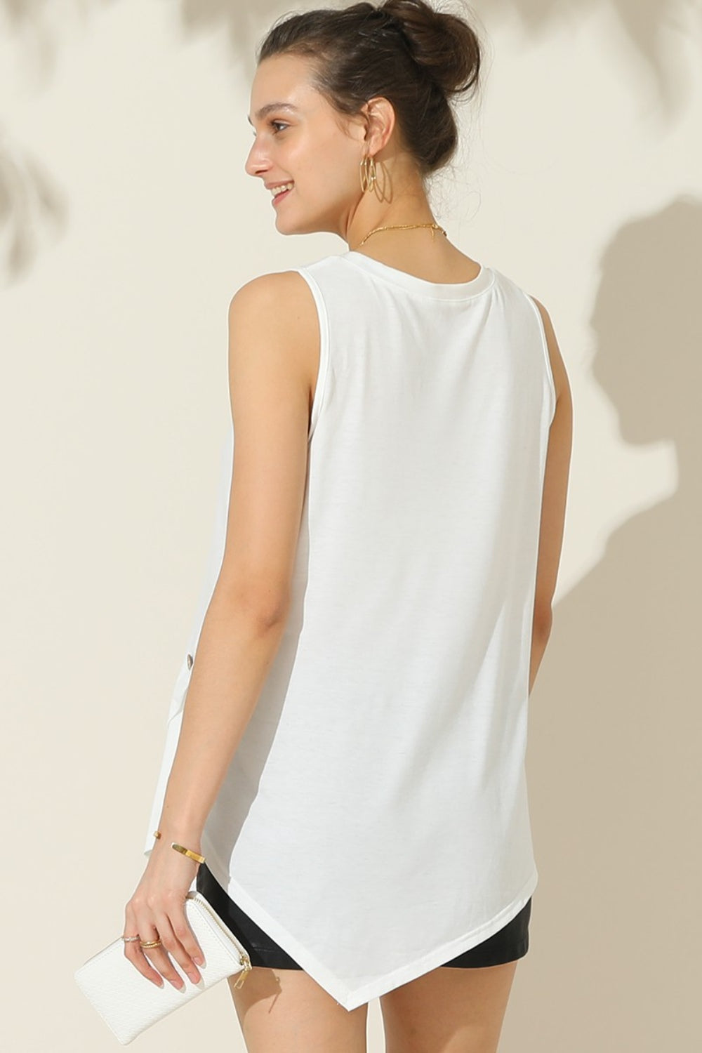 Round Neck Button Side Tank - Women’s Clothing & Accessories - Shirts & Tops - 11 - 2024