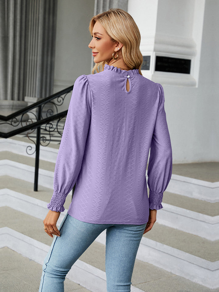 Round Neck Flounce Sleeve Blouse - Women’s Clothing & Accessories - Shirts & Tops - 16 - 2024