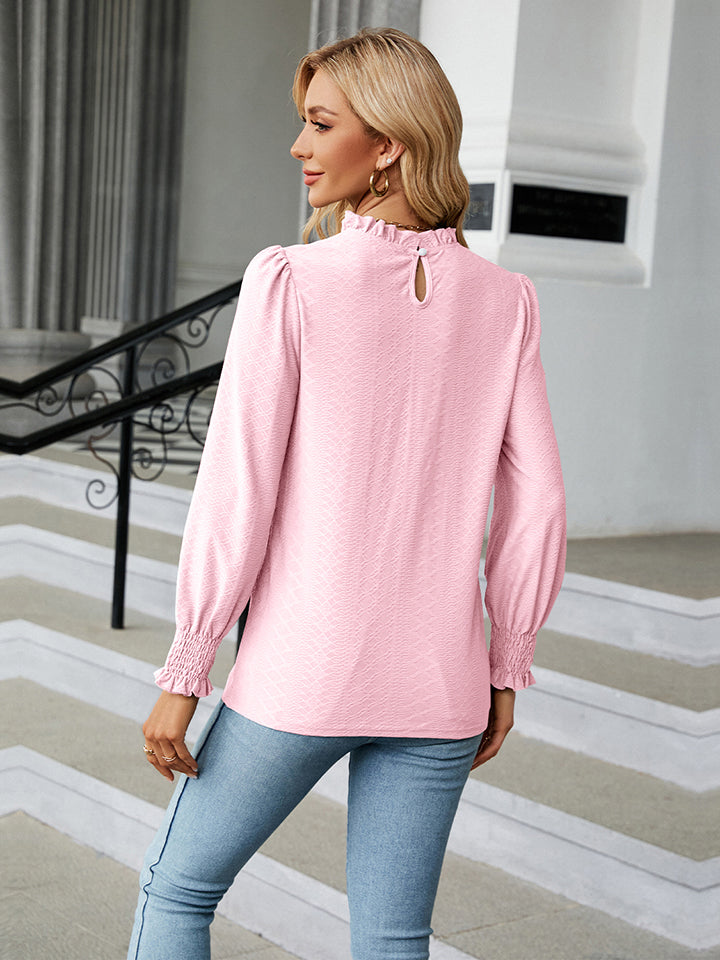 Round Neck Flounce Sleeve Blouse - Women’s Clothing & Accessories - Shirts & Tops - 2 - 2024
